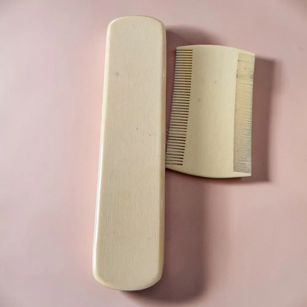 Vintage Amber Tortoise Celluloid Vanity Dresser Set Tray Brush Comb Art Deco